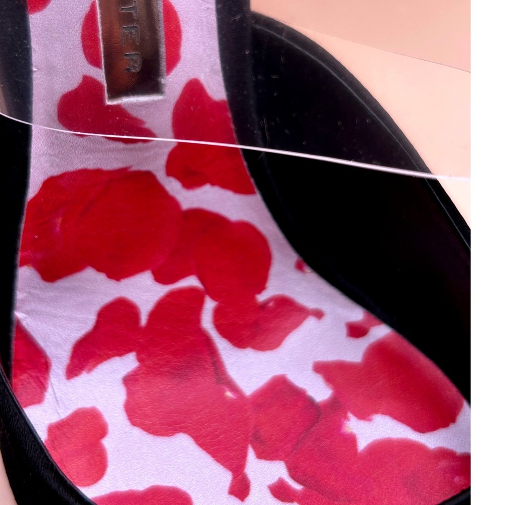 Sophia Webster Black Satin Rosita Mule Petal Print PVC Pump Heels Size 37.5 - Picture 6 of 12